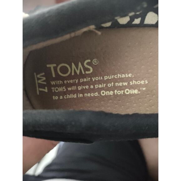 Black Toms Calypso Wedges Slip-On Peep Open Toe Canvas Women's Size 7w - Picture 5 of 5